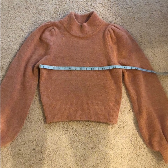 Rose mock neck puffy shoulder sleeve sweater XS - Picture 7 of 8